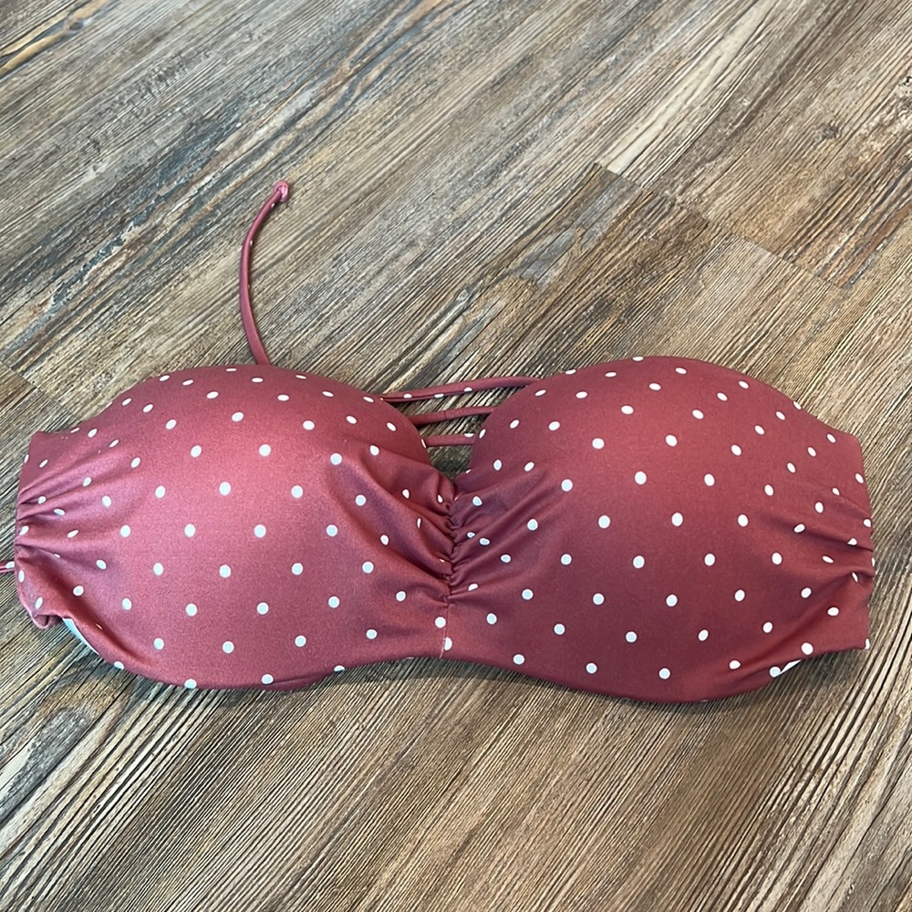 PINK | Mauve Pole Dotted Strapless Swim Top